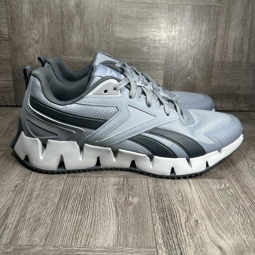 Reebok Zig Dynamica 4 Running Shoes Mens 12 Grey Pure Grey Core Black GW8833 NEW